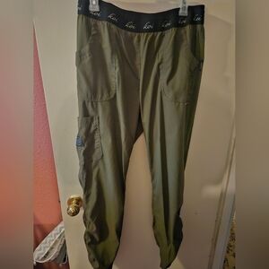 Large Regular Olive Green Koi Lite Scrub Pants in Good Condition